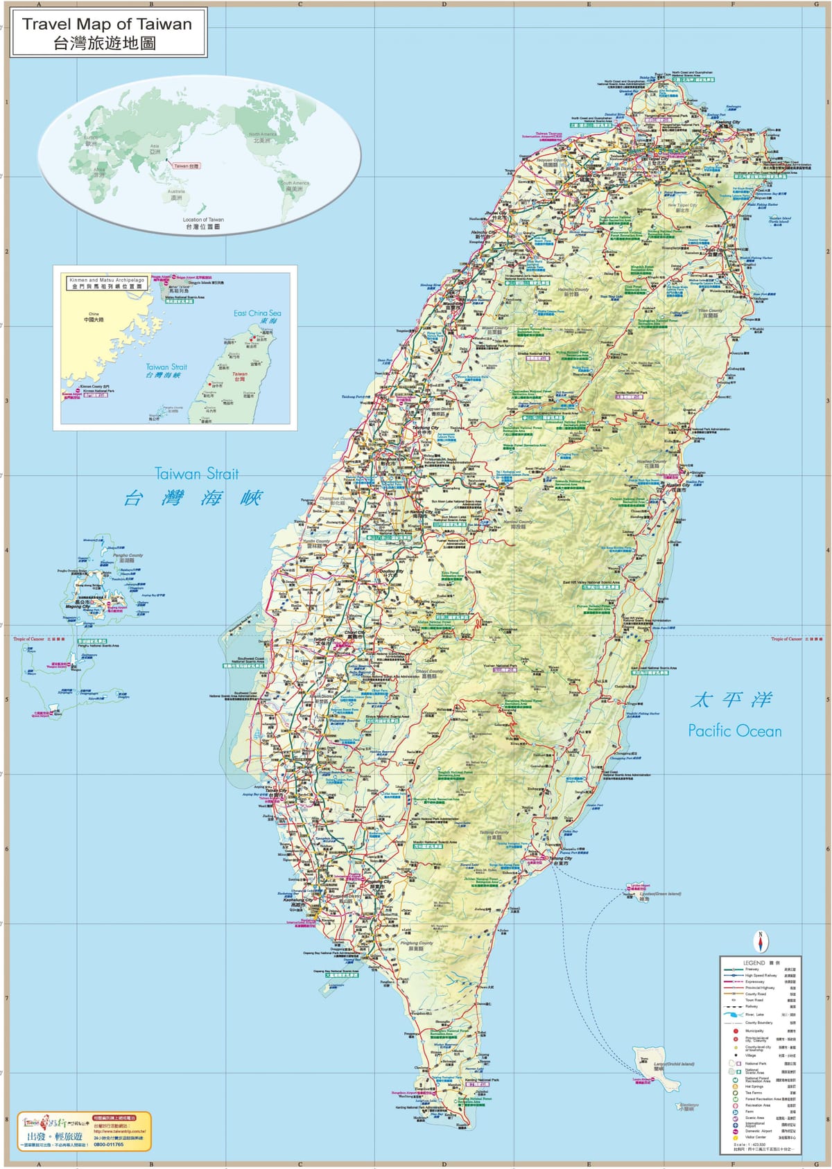 Kaart van Taiwan attractie