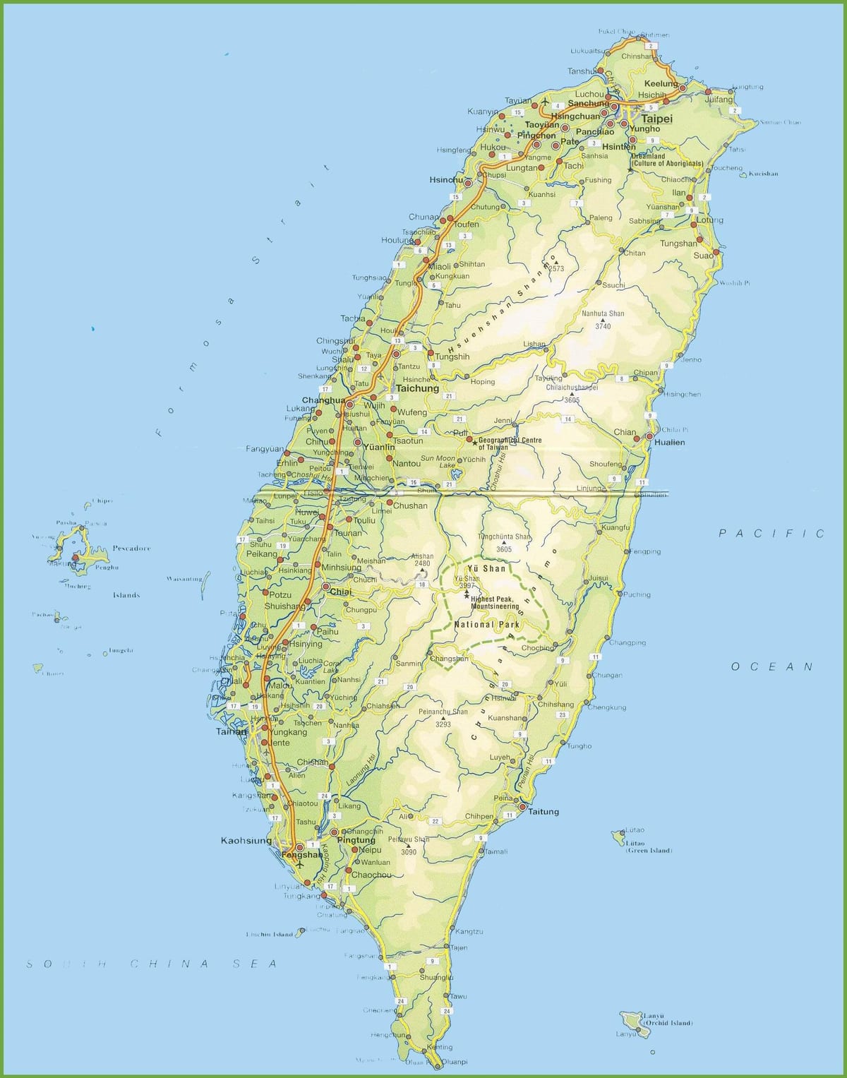 Kaart van Taiwan camping