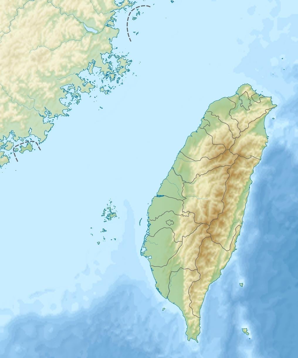 Kaart van Taiwan hoogte