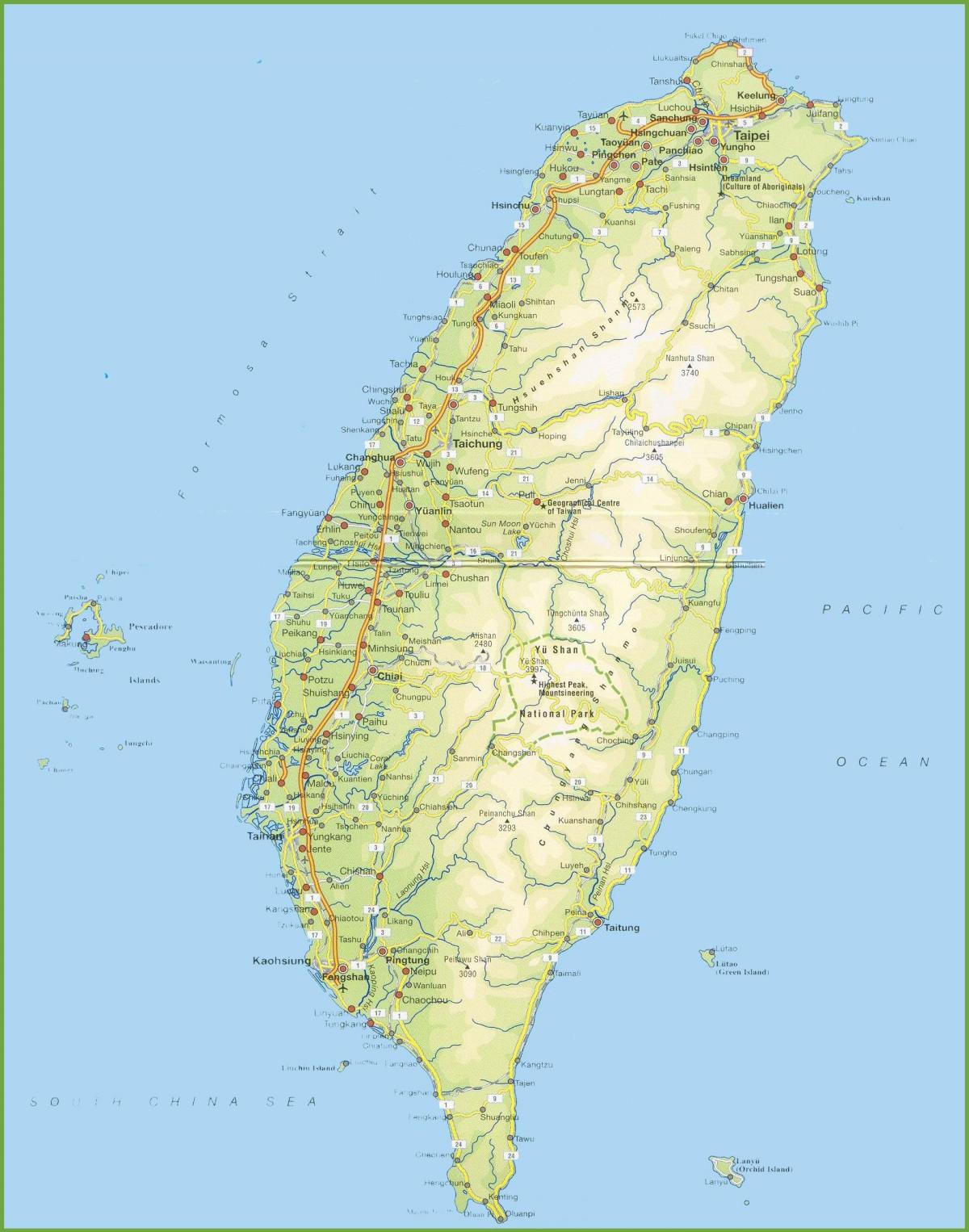 kaart van Taiwan