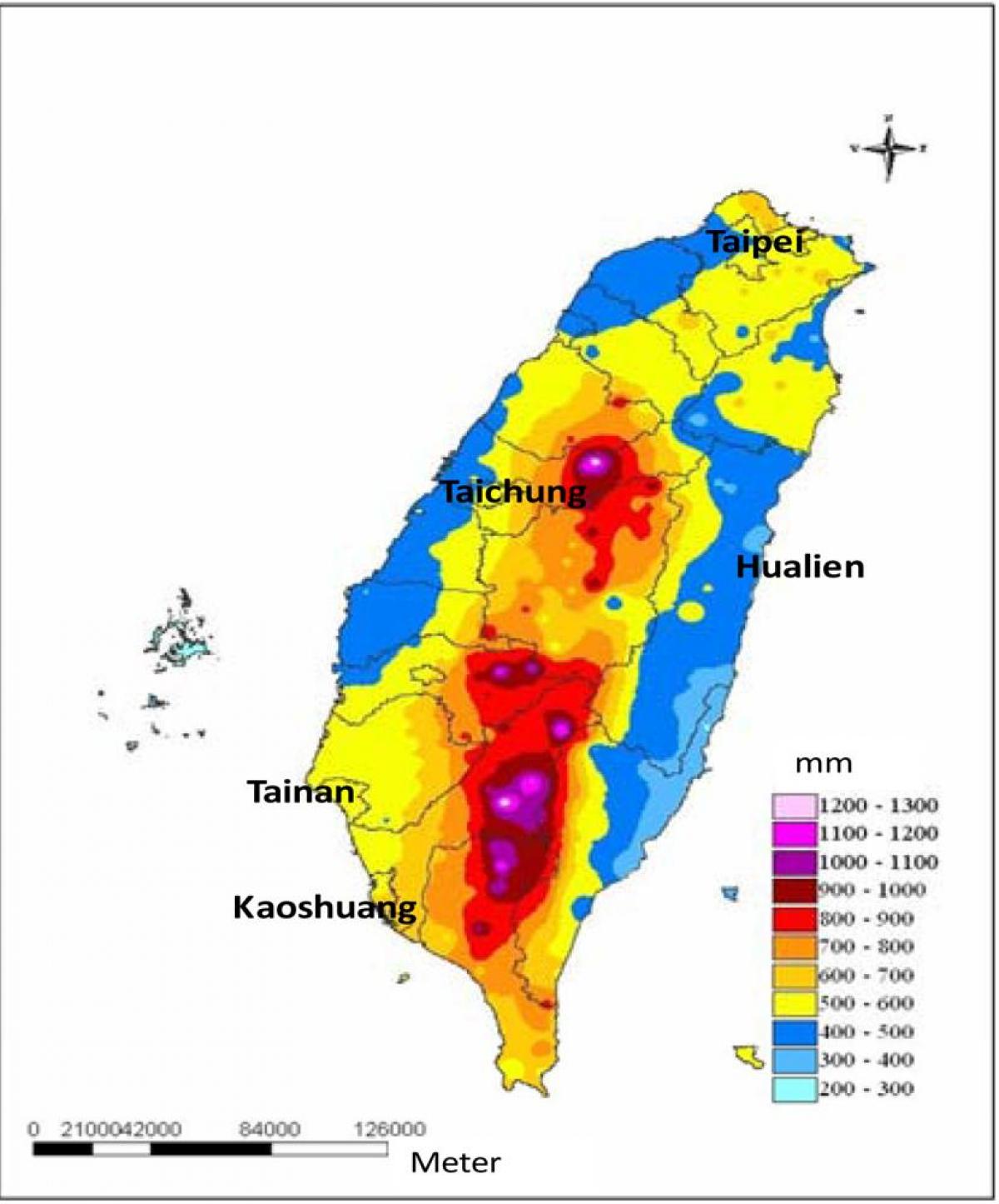 Kaart van Taiwan klimaat