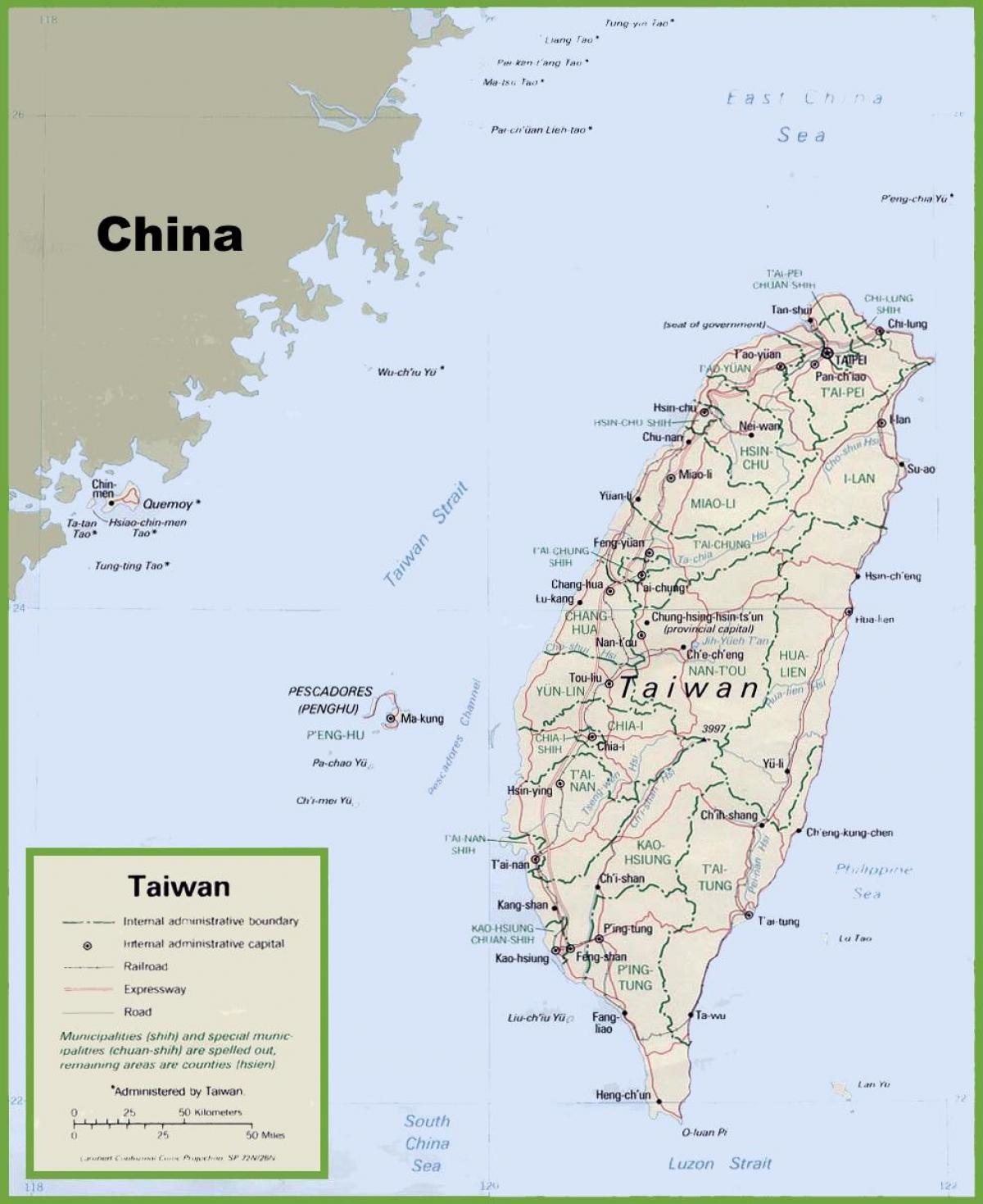 een kaart van Taiwan