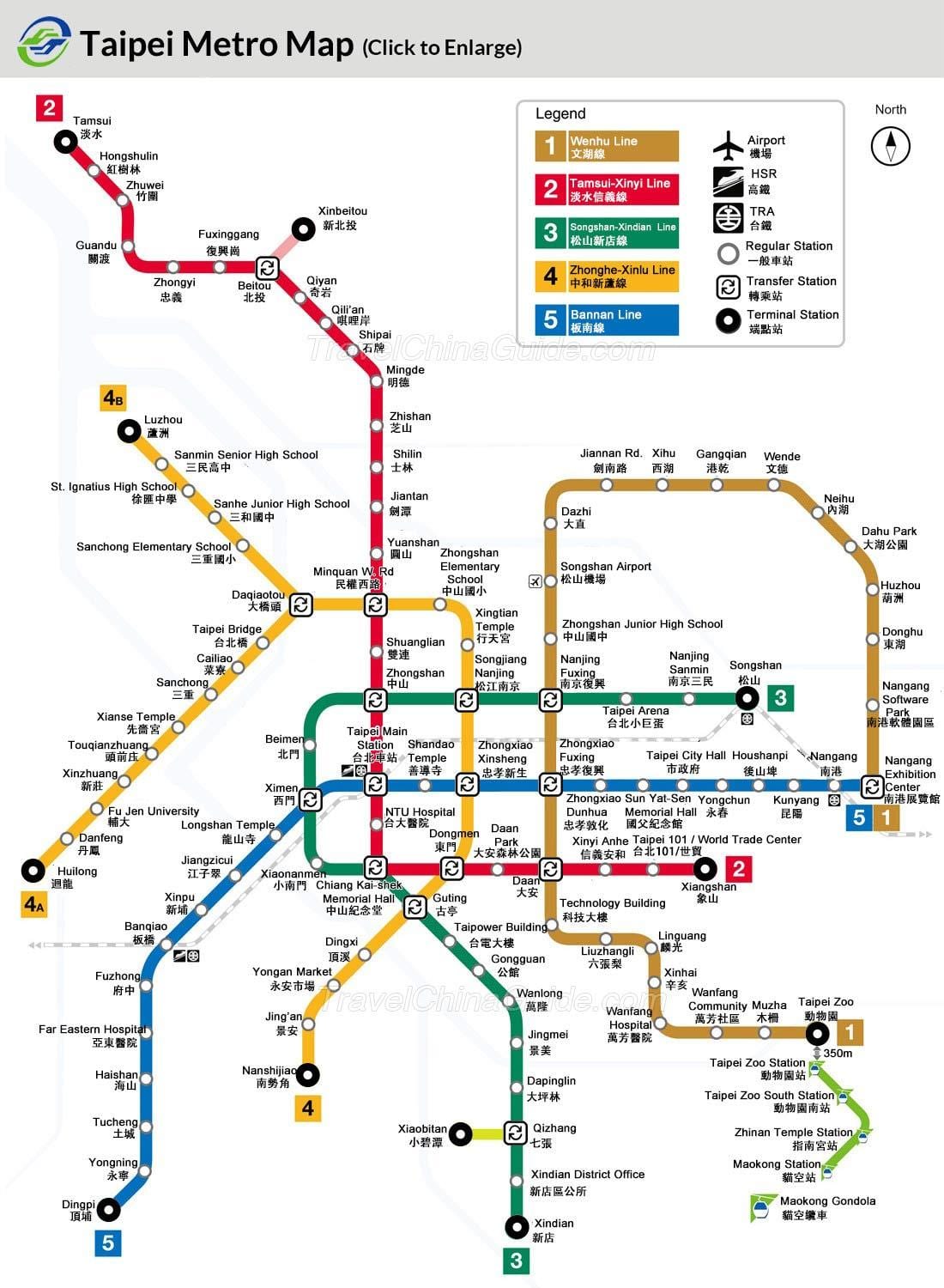 Kaart van Taiwan metro