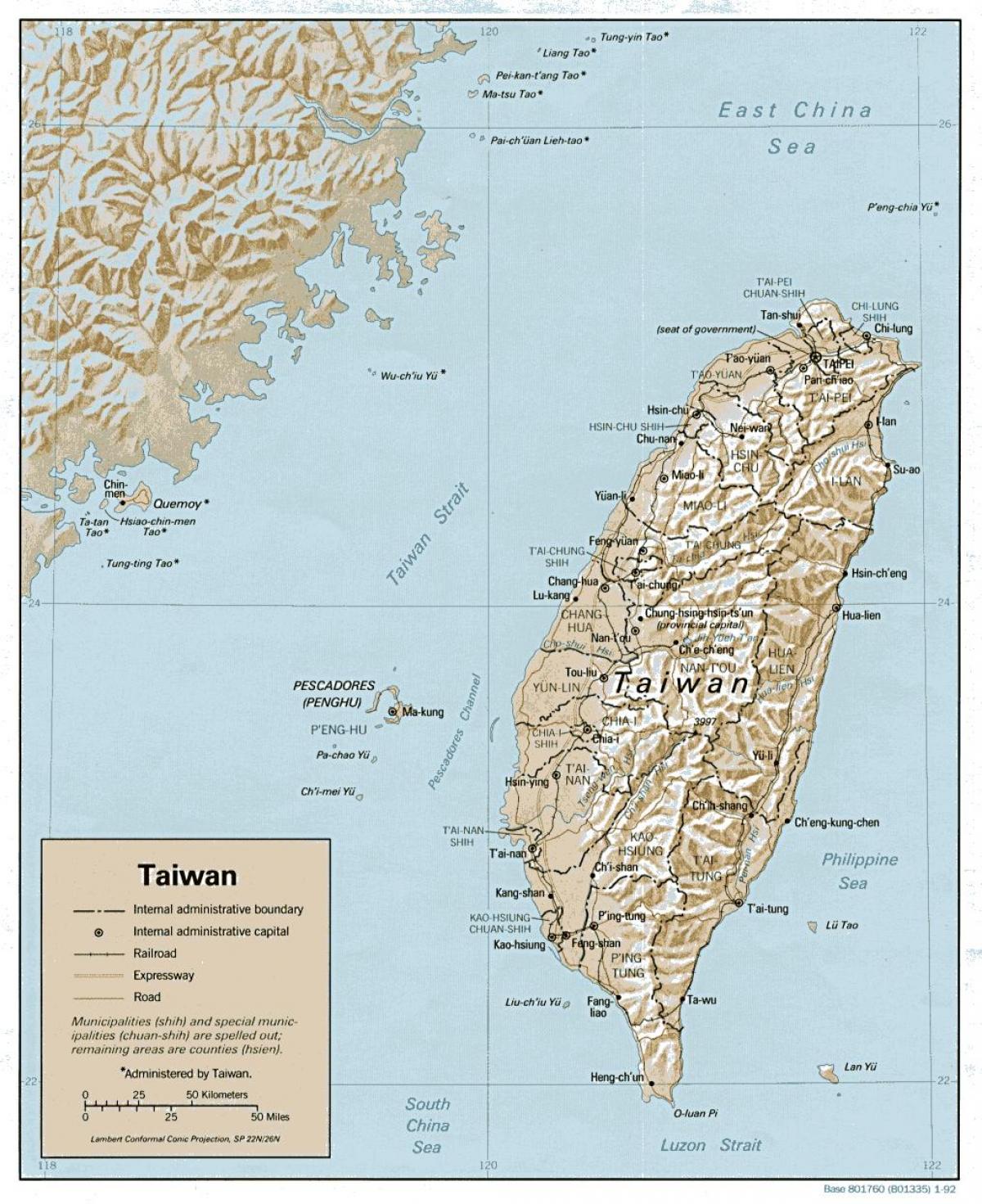 Kaart van Taiwan surfen 